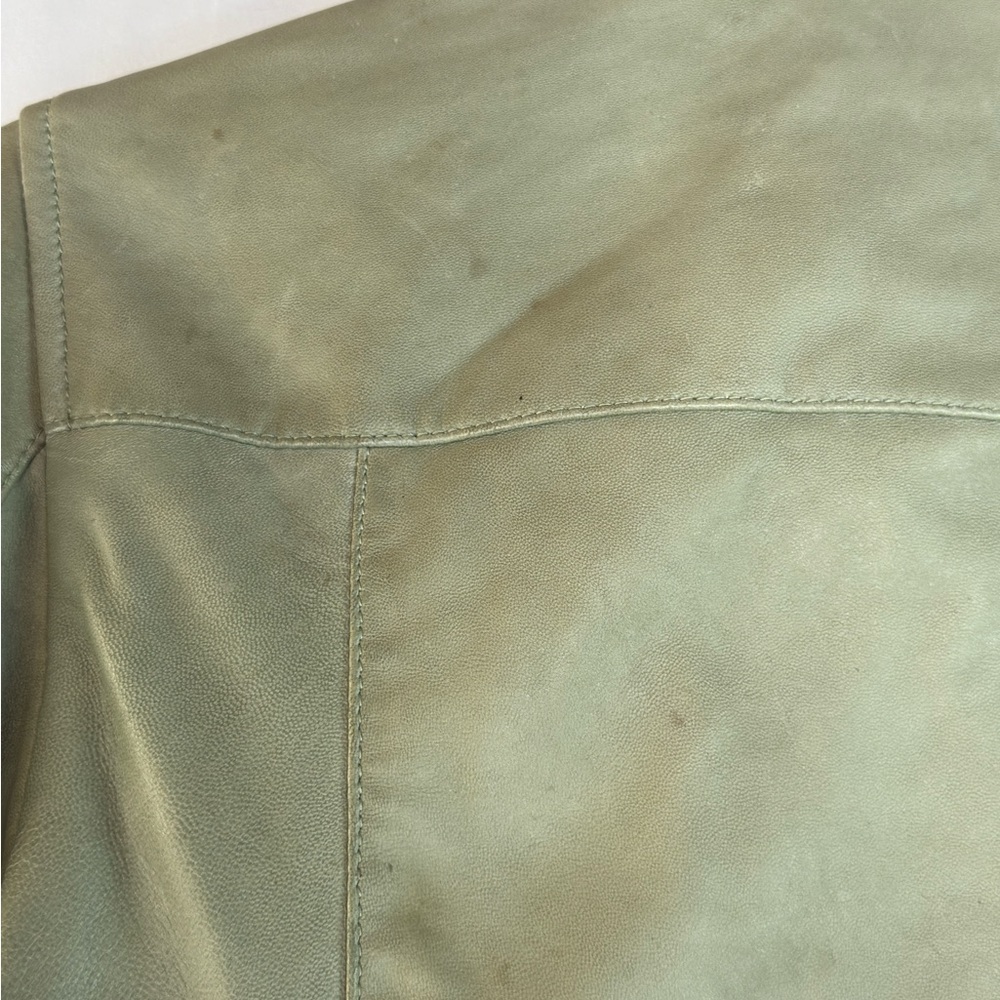 ALLSAINTS Women's Balfern Leather Biker Jacket in Soft Sage Size 6 - Picture 6 of 16